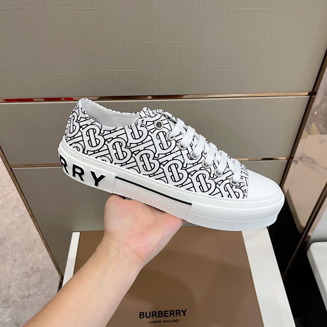 Burberry Monogram Print Cotton Sneakers - FashionPlug