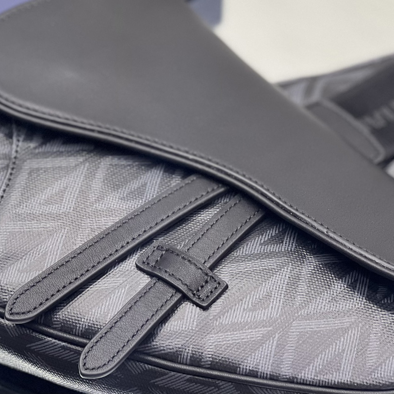 Dior Black CD Diamond Canvas And Smooth Calfskin Saddle Bag(26-19-4.5cm) 1ADPO093 - FashionPlug