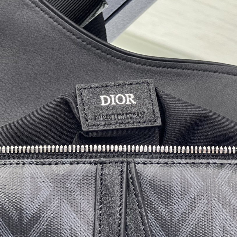 Dior Black CD Diamond Canvas And Smooth Calfskin Saddle Bag(26-19-4.5cm) 1ADPO093 - FashionPlug