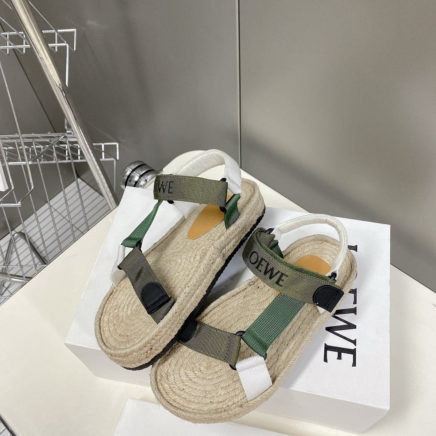 Loewe Strappy Espadrille In Nylon - FashionPlug