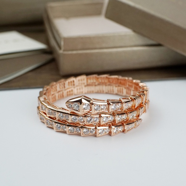 Bvlgari Serpenti Viper Two-Coil 18 Kt Rose Gold Bracelet - FashionPlug