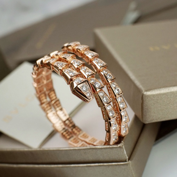 Bvlgari Serpenti Viper Two-Coil 18 Kt Rose Gold Bracelet - FashionPlug