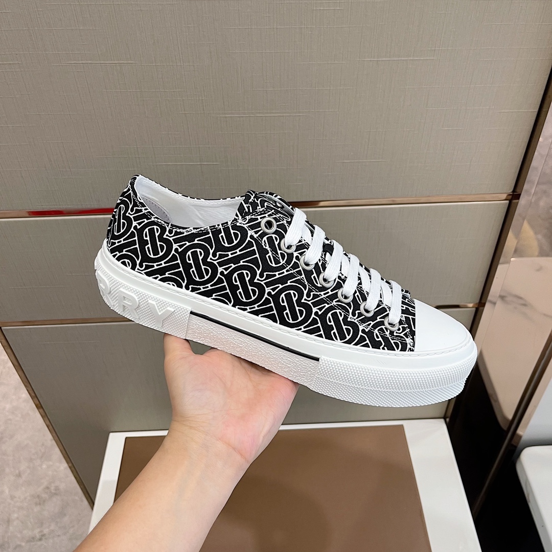 Burberry Monogram Print Cotton Sneakers - FashionPlug
