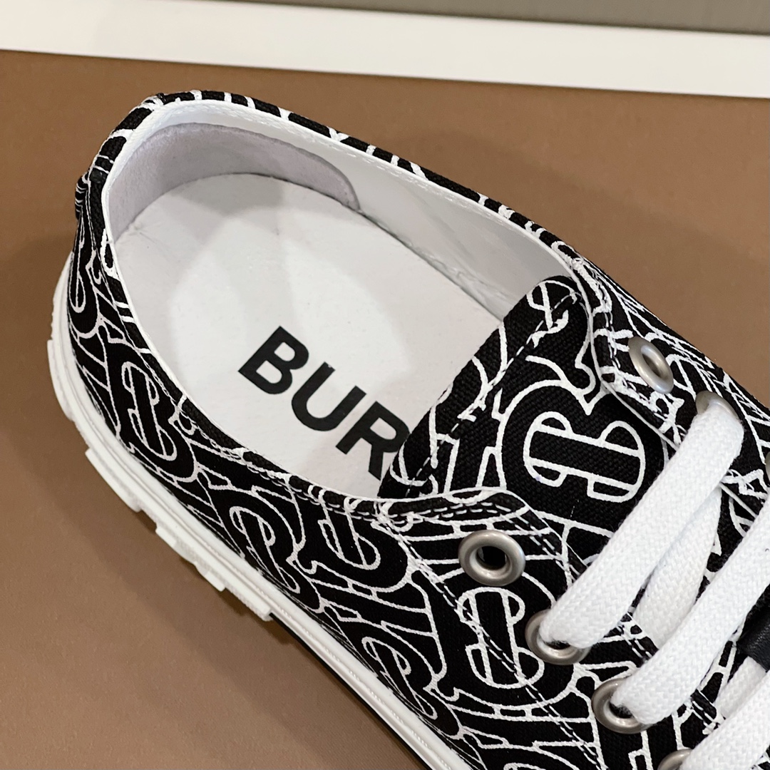 Burberry Monogram Print Cotton Sneakers - FashionPlug