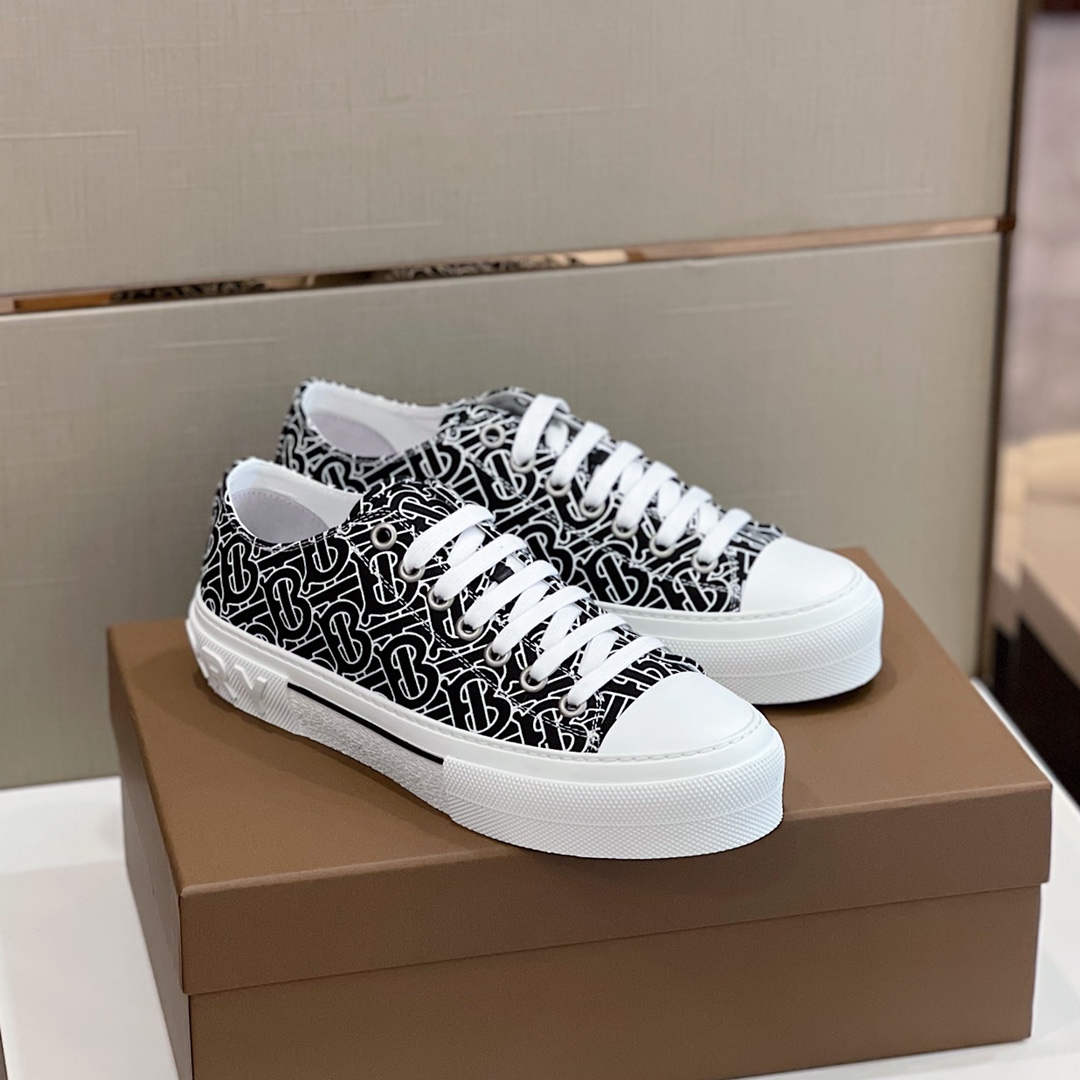 Burberry Monogram Print Cotton Sneakers - FashionPlug