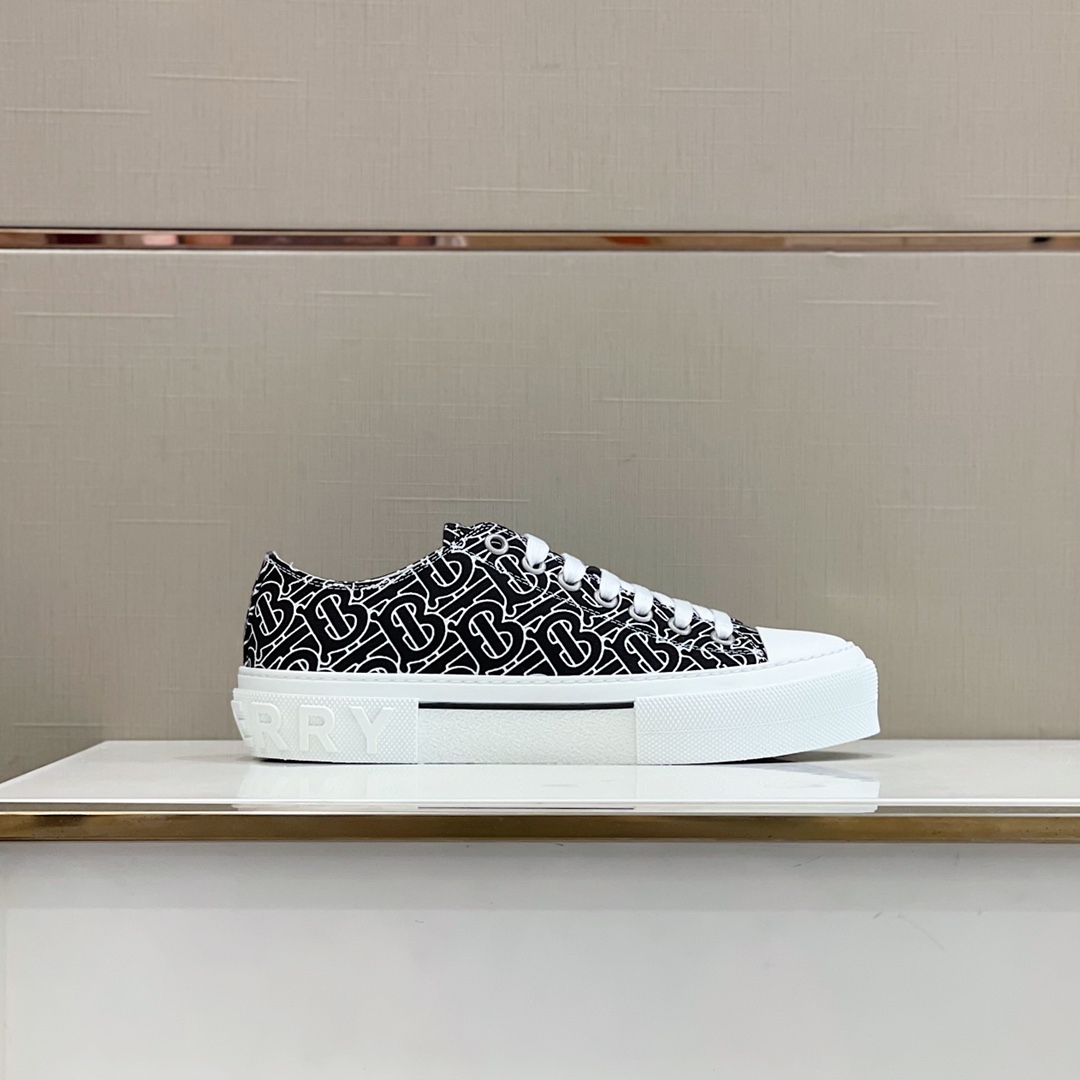 Burberry Monogram Print Cotton Sneakers - FashionPlug