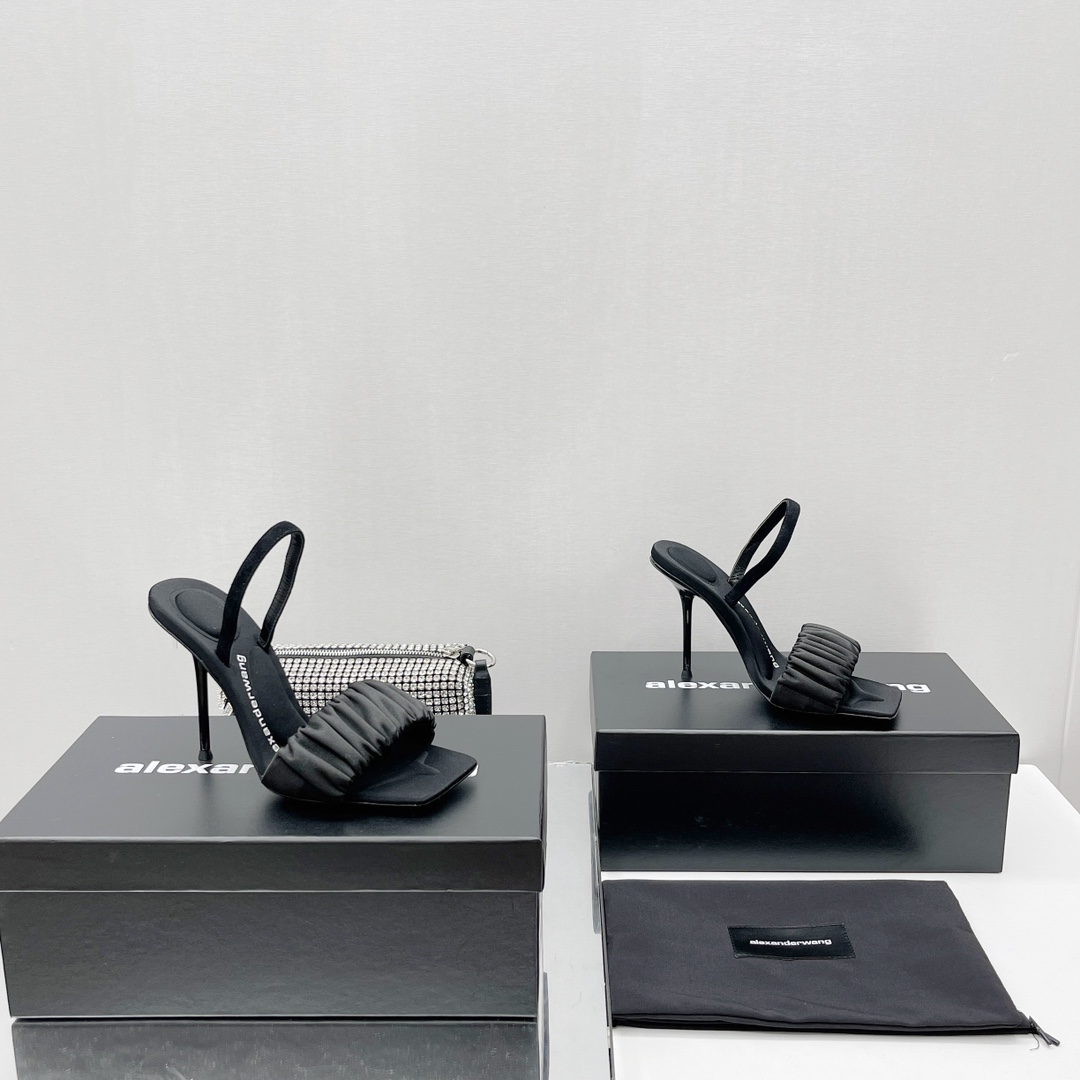 Alexander Wang Julie Scrunchie Slingback Heel In Satin - FashionPlug