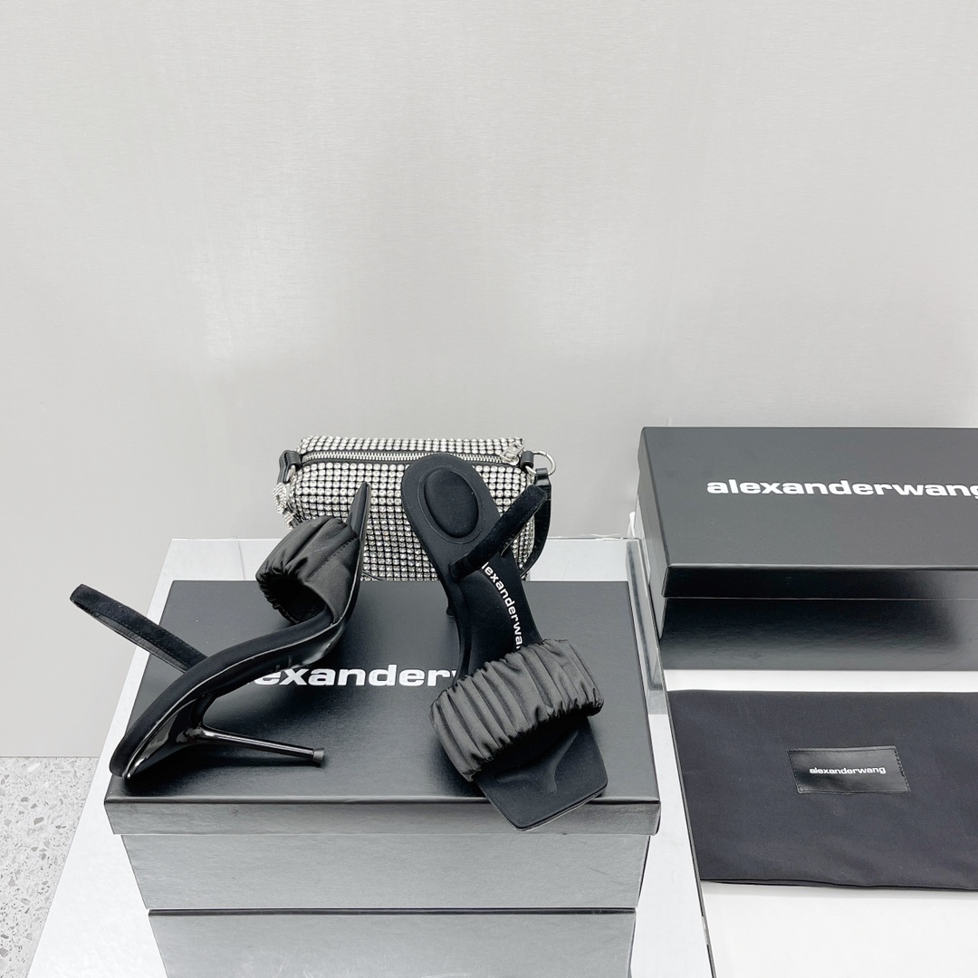 Alexander Wang Julie Scrunchie Slingback Heel In Satin - FashionPlug