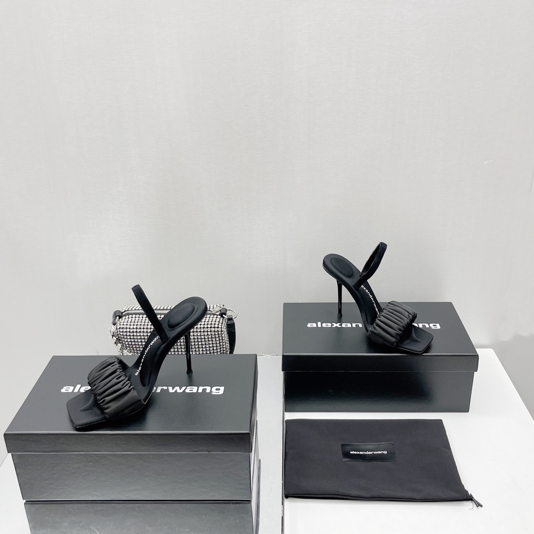 Alexander Wang Julie Scrunchie Slingback Heel In Satin - FashionPlug