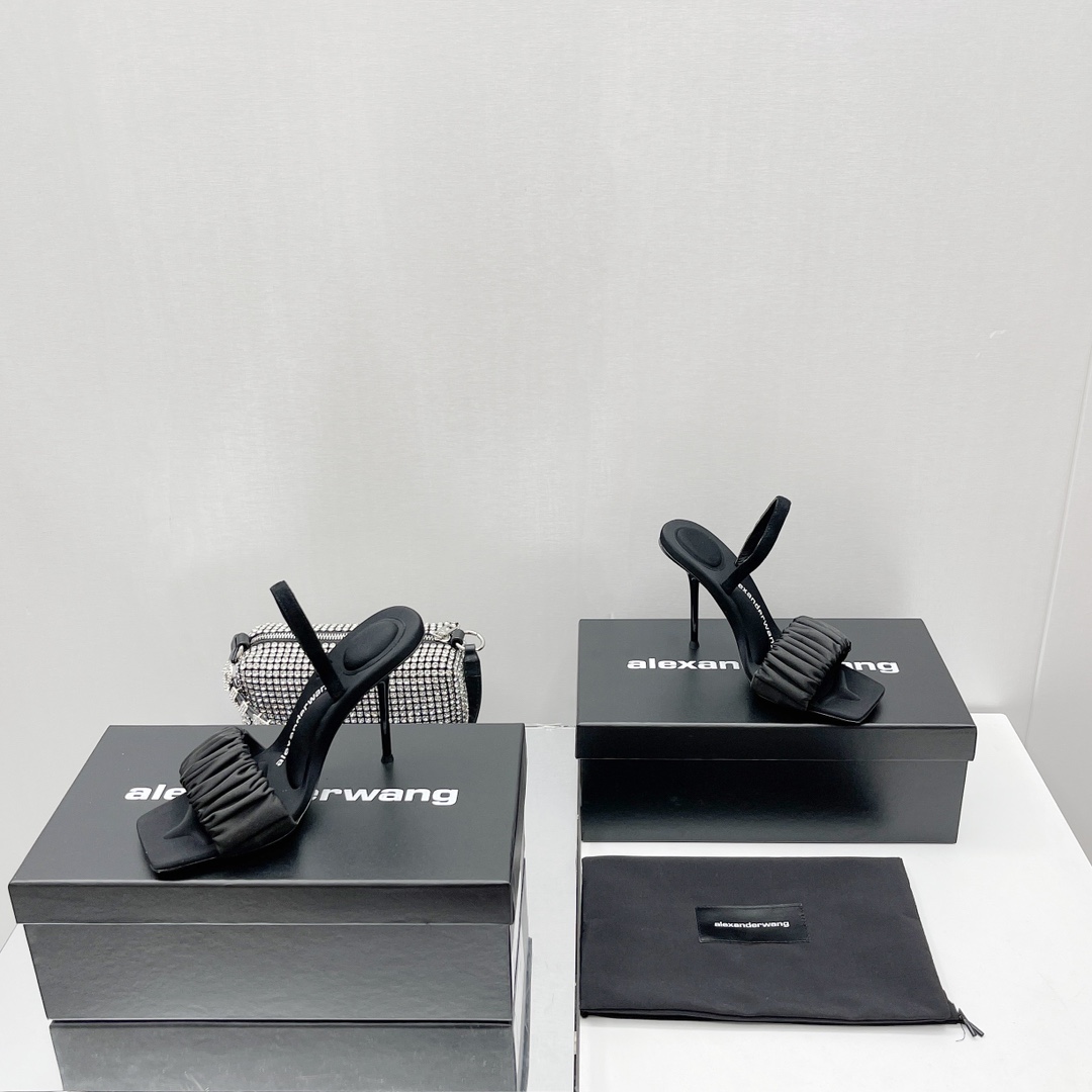 Alexander Wang Julie Scrunchie Slingback Heel In Satin - FashionPlug