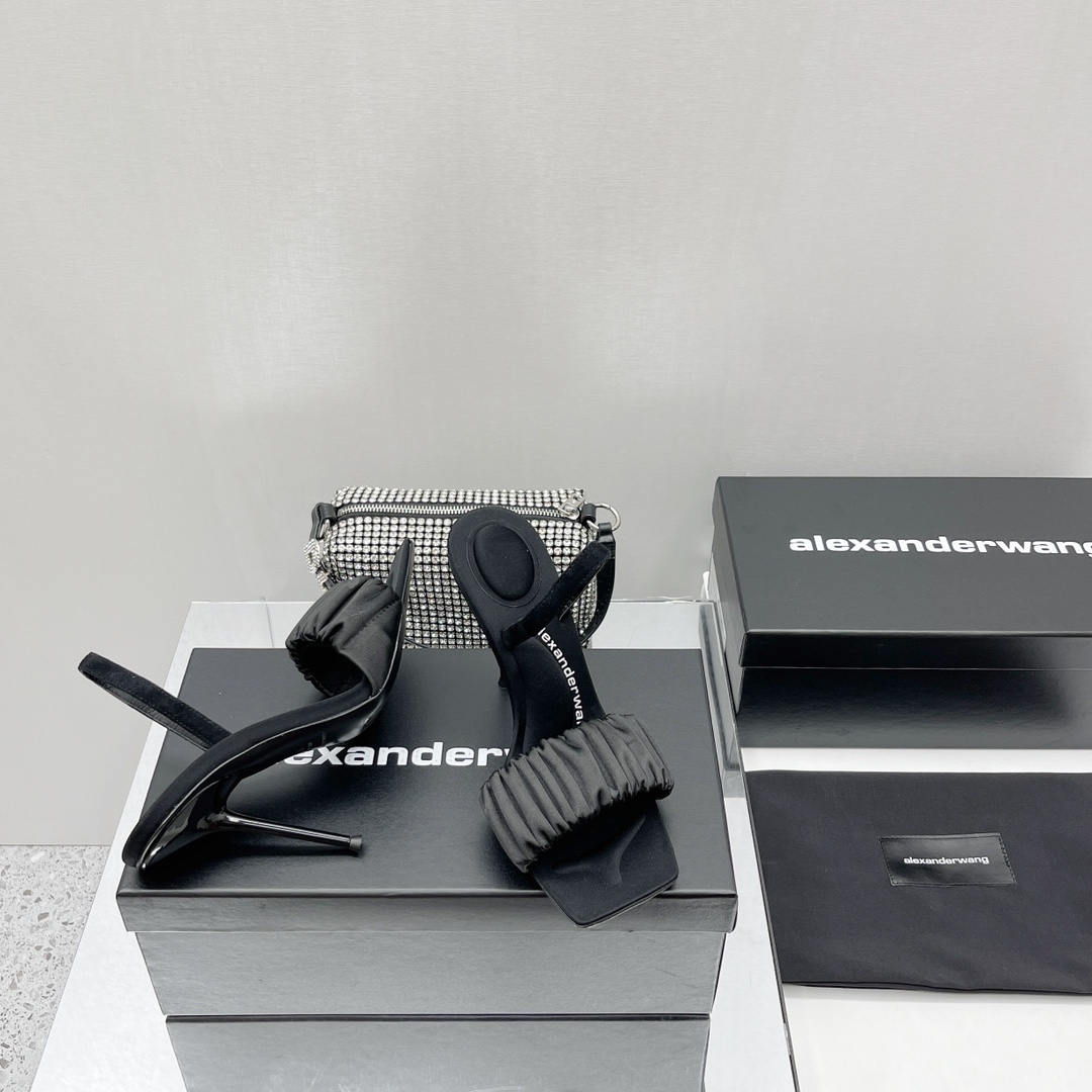 Alexander Wang Julie Scrunchie Slingback Heel In Satin - FashionPlug