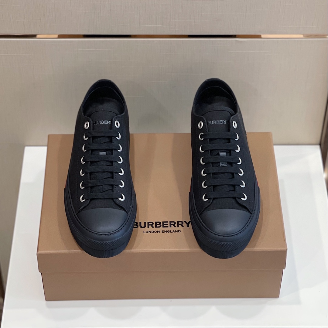Burberry Logo Detail Cotton Sneakers - FashionPlug