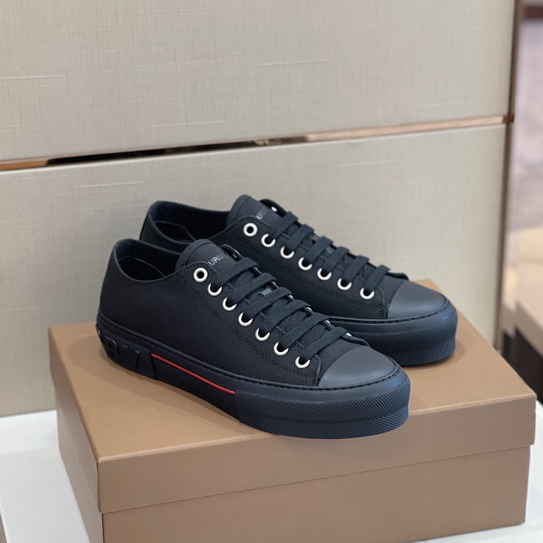 Burberry Logo Detail Cotton Sneakers - FashionPlug