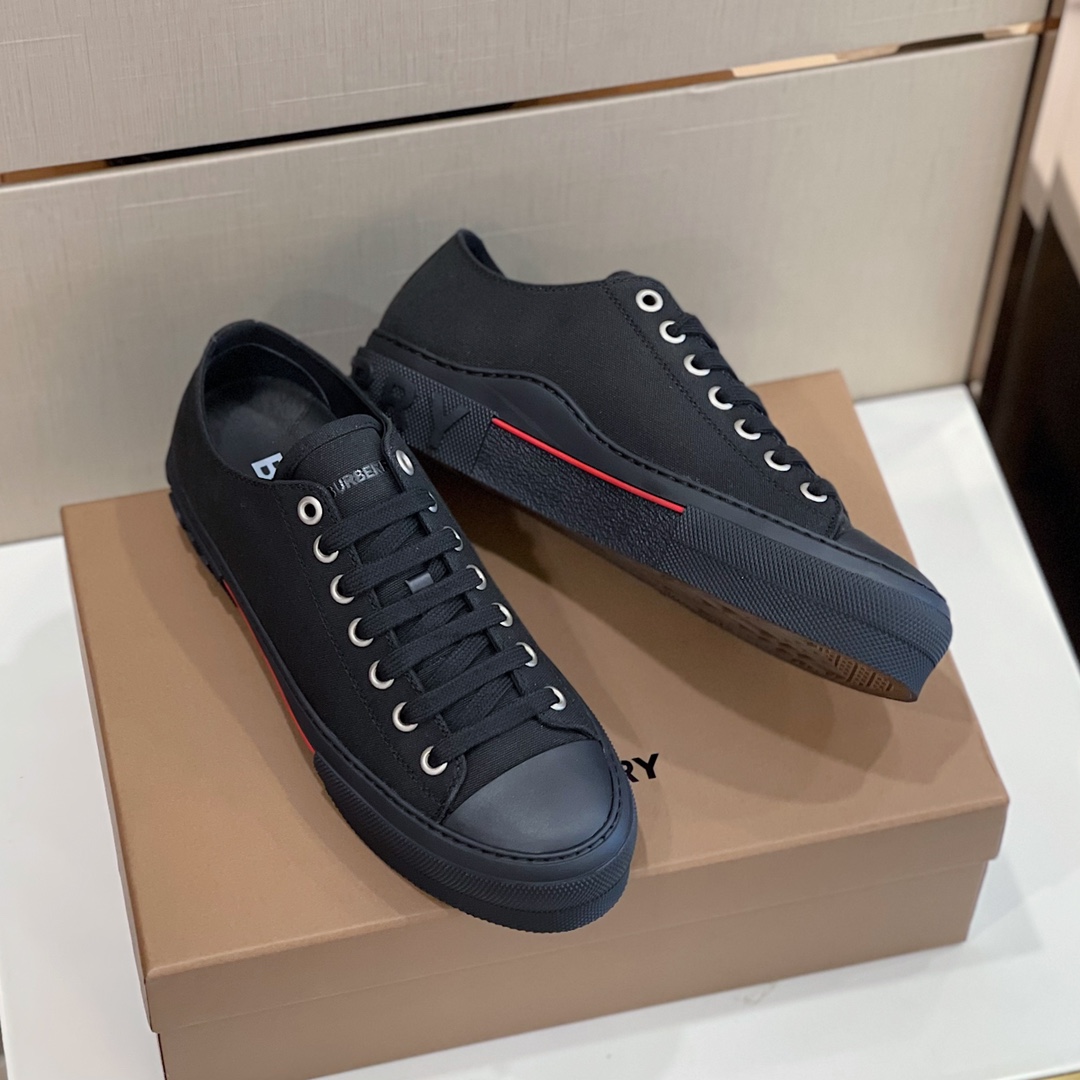 Burberry Logo Detail Cotton Sneakers - FashionPlug