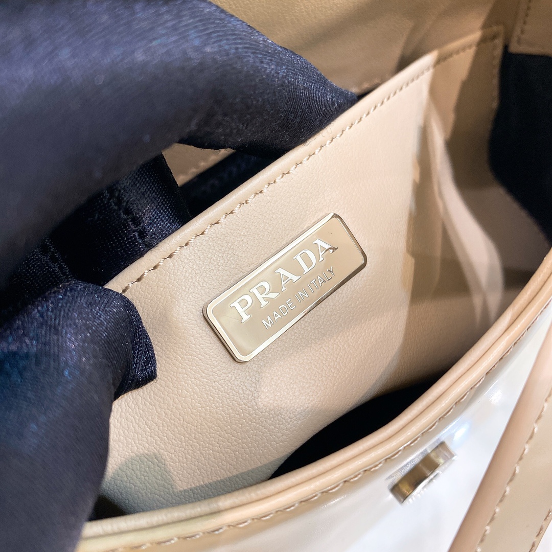 Prada Cleo Brushed Leather Shoulder Bag In Apricot(24-19-6cm)   1BD303 - FashionPlug