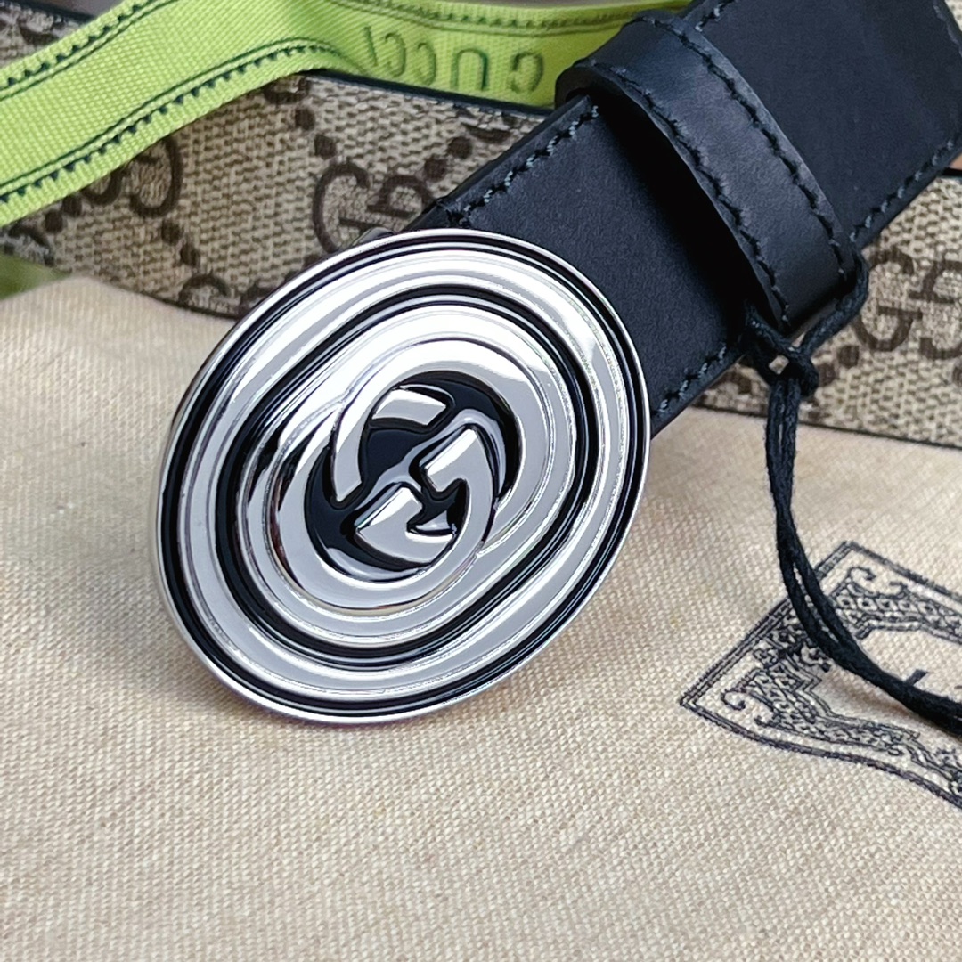 Gucci  Belt With Interlocking G Oval Buckle - FashionPlug