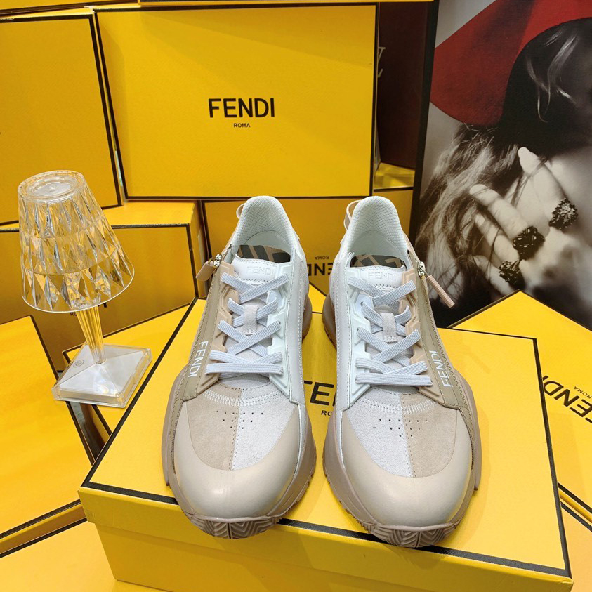 Fendi Flow Beige Suede Low-Tops Sneakers - FashionPlug