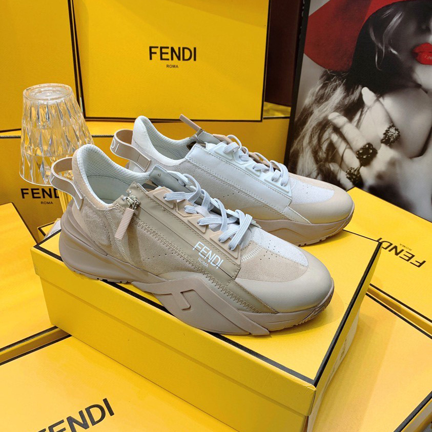 Fendi Flow Beige Suede Low-Tops Sneakers - FashionPlug