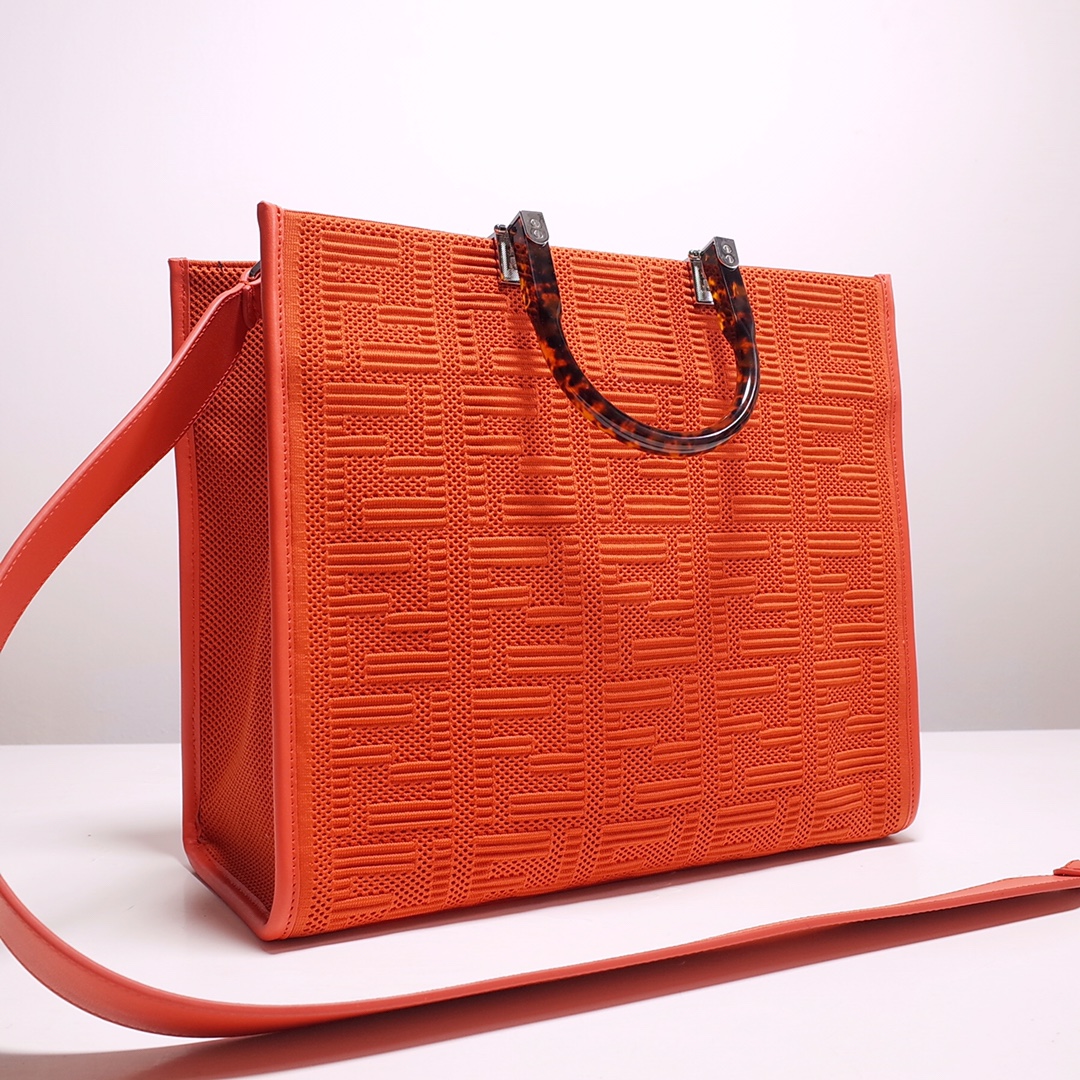 Fendi Sunshine Medium Shopper Bag In Red (35-31-17cm)  8BH386 - FashionPlug