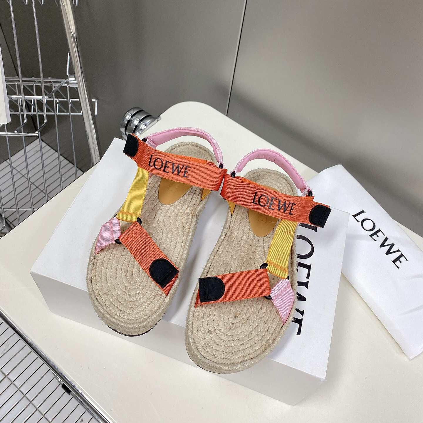 Loewe Strappy Espadrille In Nylon - FashionPlug