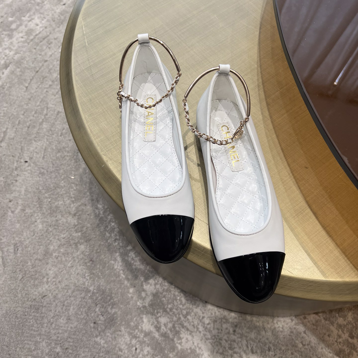 Dior Lambskin & Patent Calfskin Black Ballerinas - FashionPlug