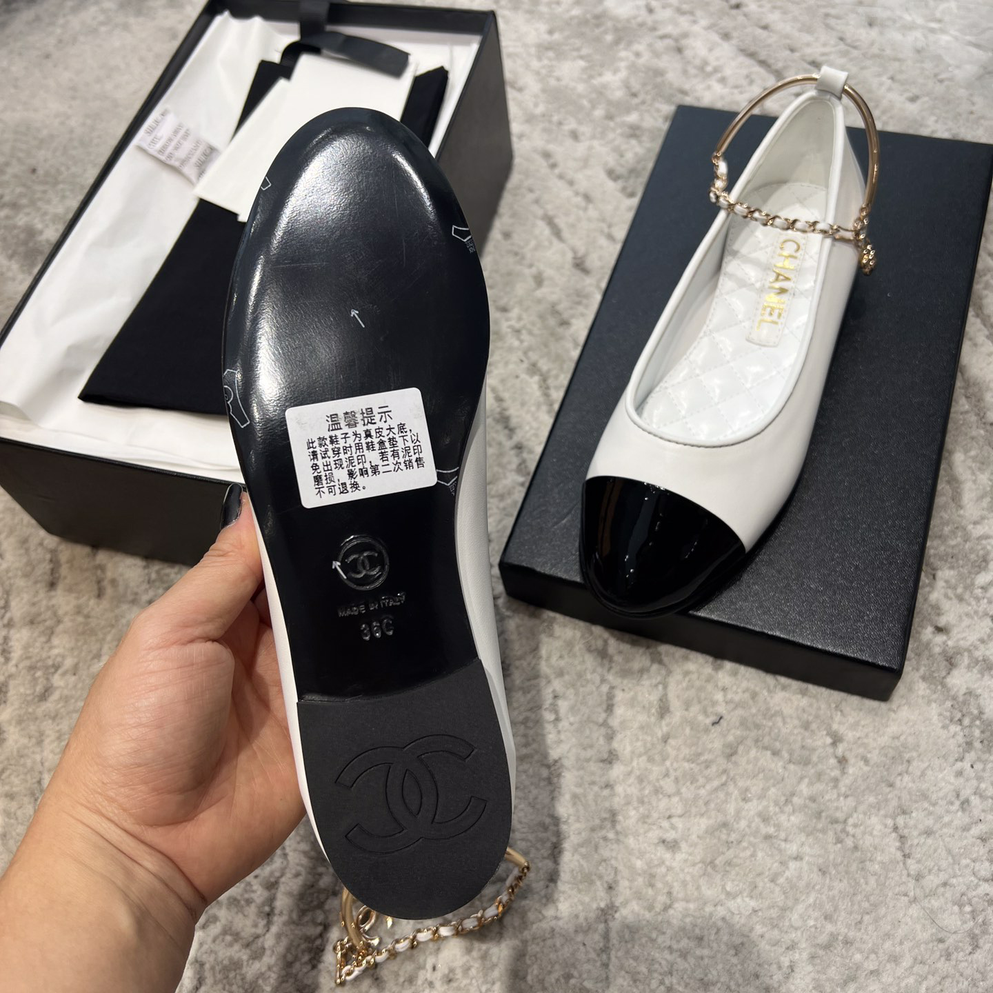 Dior Lambskin & Patent Calfskin Black Ballerinas - FashionPlug