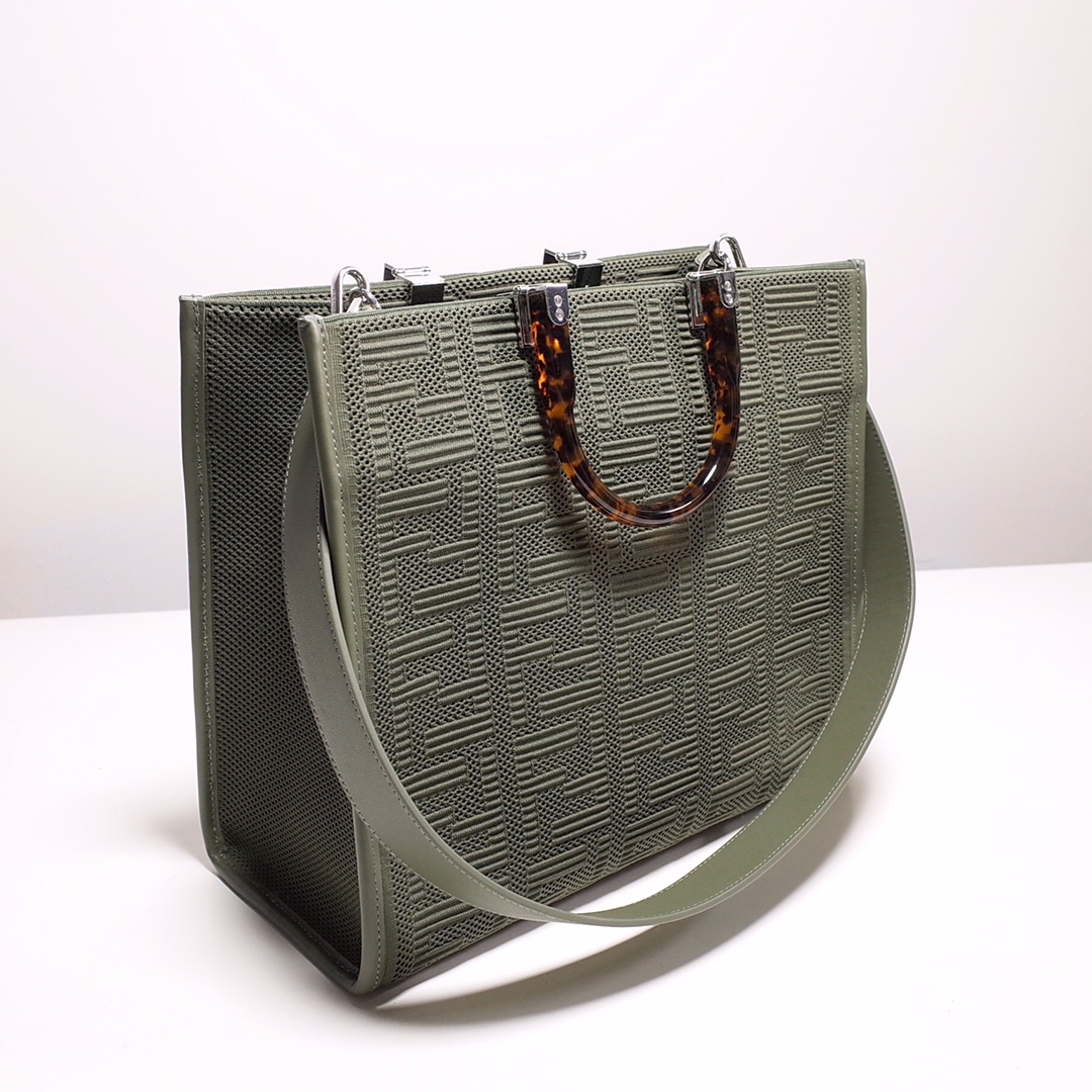 Fendi Sunshine Medium Shopper Bag In Green(35-31-17cm)  8BH386 - FashionPlug