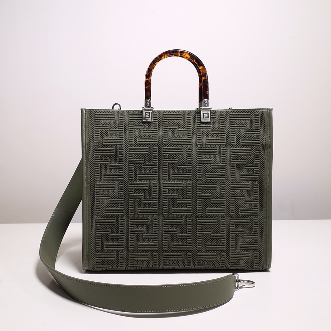 Fendi Sunshine Medium Shopper Bag In Green(35-31-17cm)  8BH386 - FashionPlug