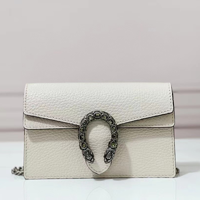 Gucci Dionysus Supermini Ivory Leather Shoulder Bag(16.5-10-4.5CM) - FashionPlug