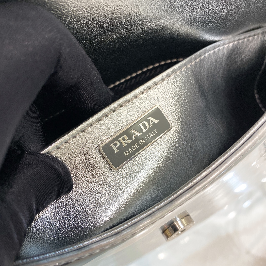 Prada Cleo Brushed Leather Shoulder Bag In Silver(24-19-6cm)   1BD303 - FashionPlug