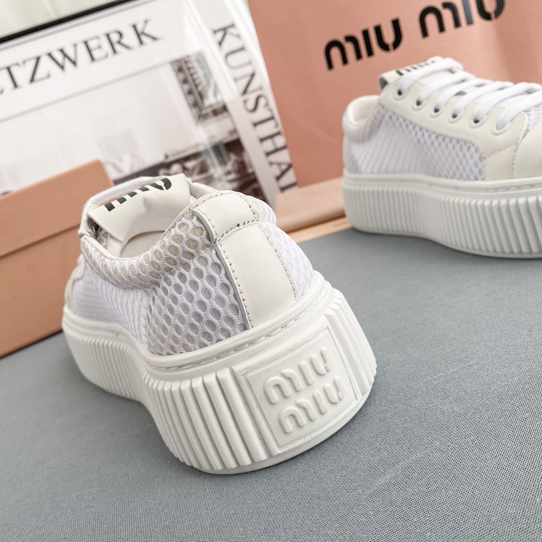 Miu Miu Mesh Flatform Sneakers - FashionPlug