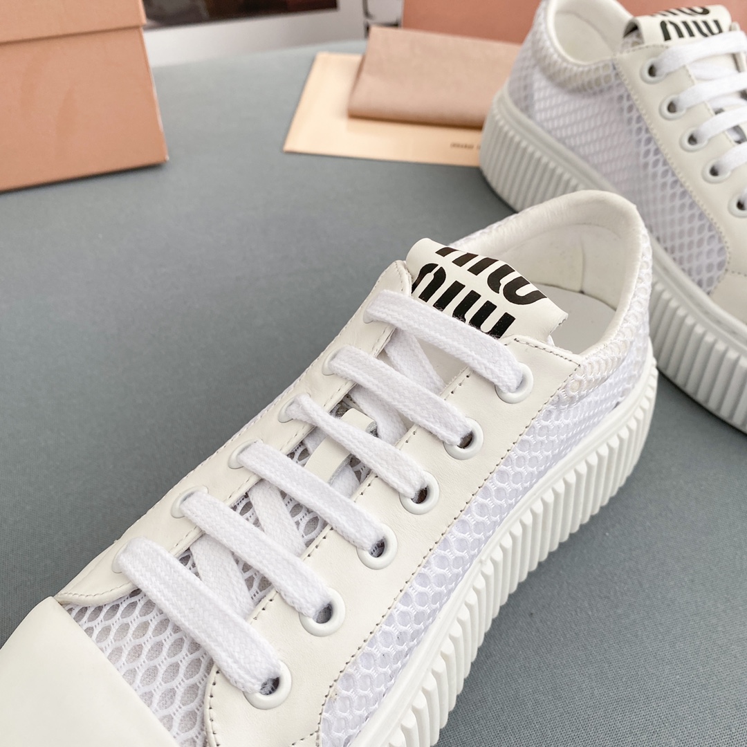 Miu Miu Mesh Flatform Sneakers - FashionPlug