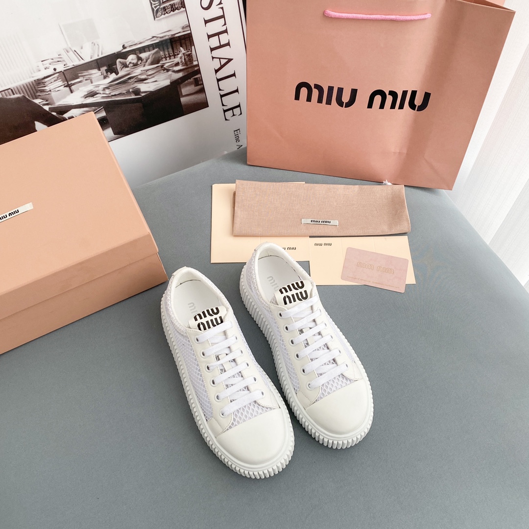 Miu Miu Mesh Flatform Sneakers - FashionPlug