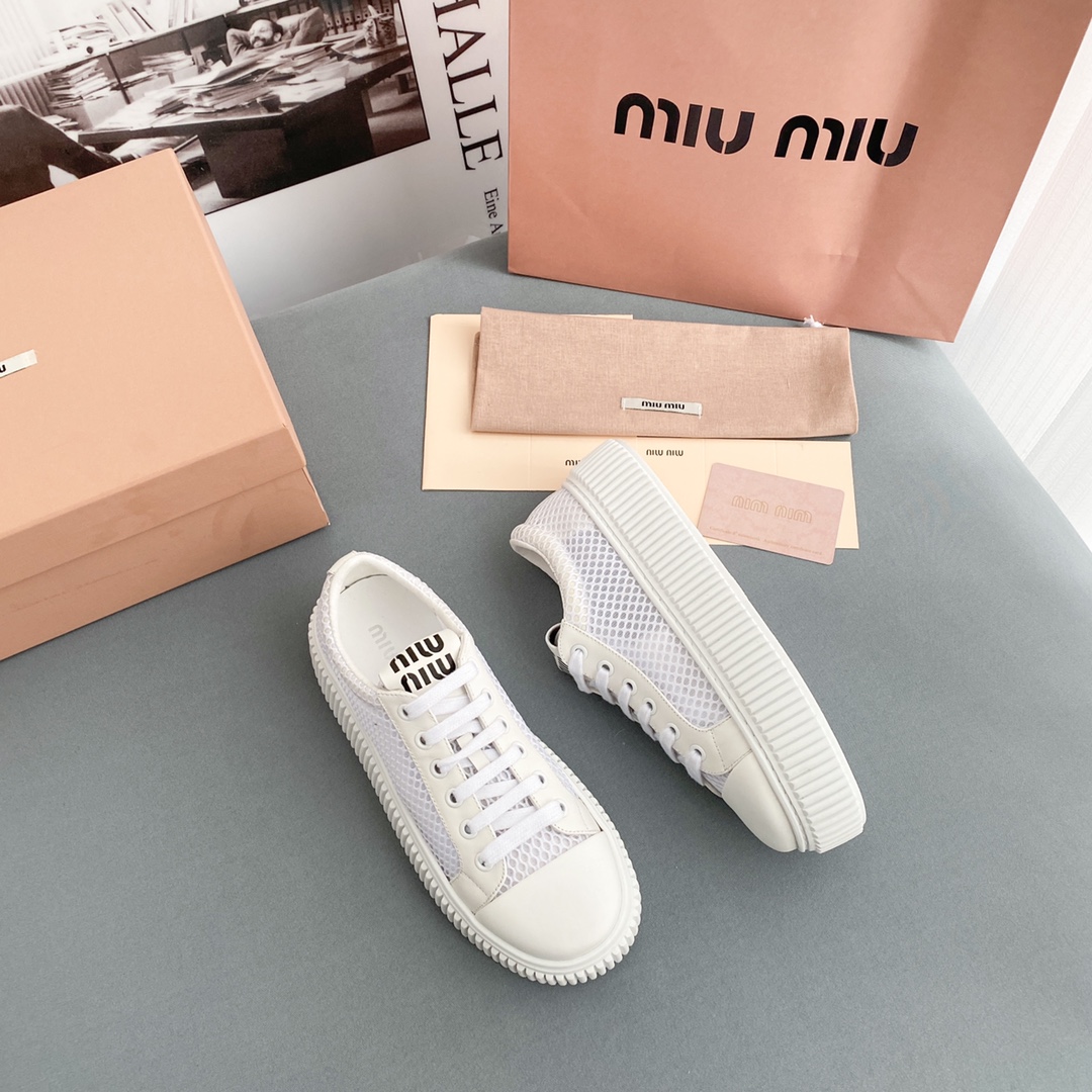 Miu Miu Mesh Flatform Sneakers - FashionPlug