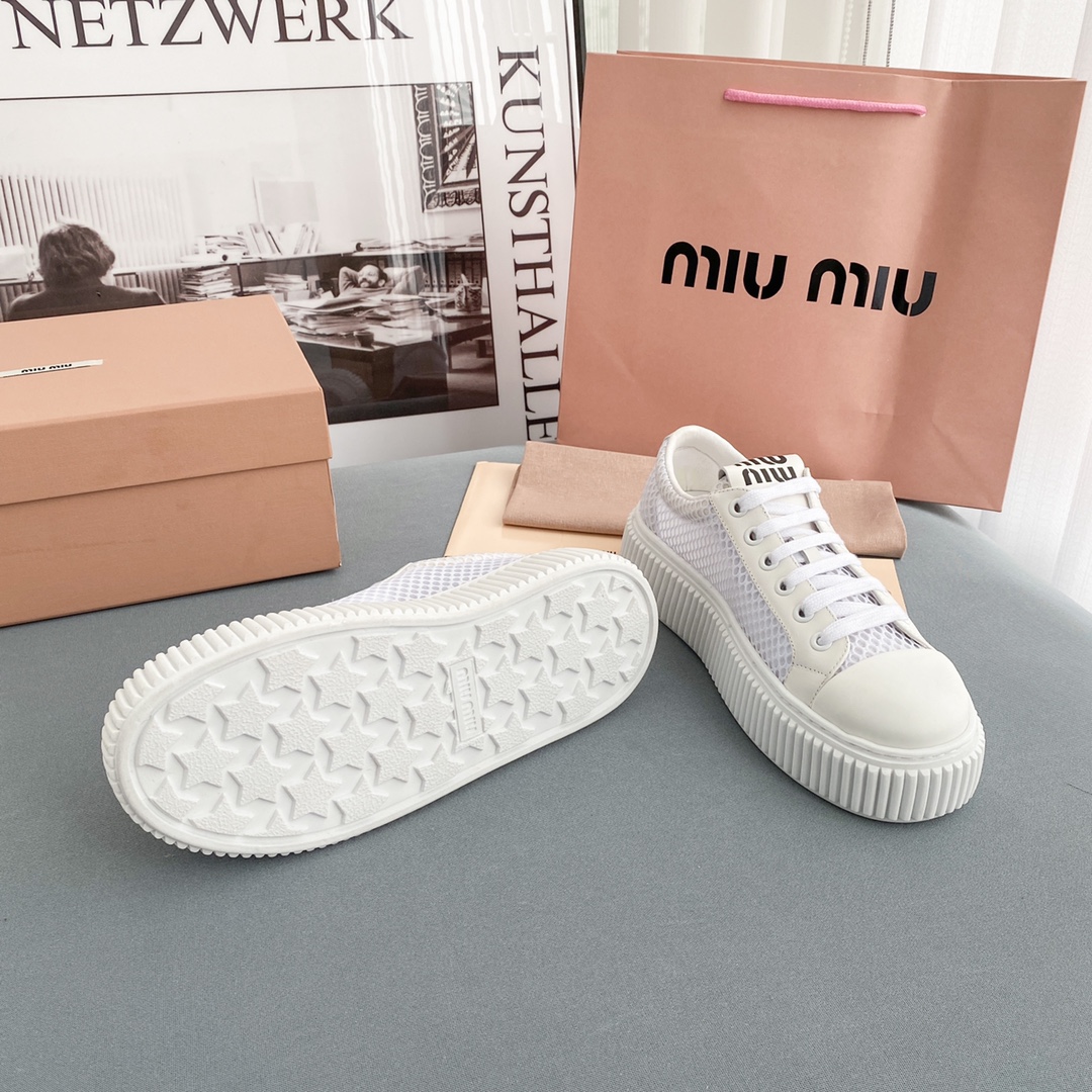 Miu Miu Mesh Flatform Sneakers - FashionPlug
