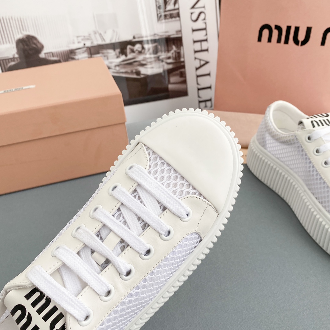 Miu Miu Mesh Flatform Sneakers - FashionPlug