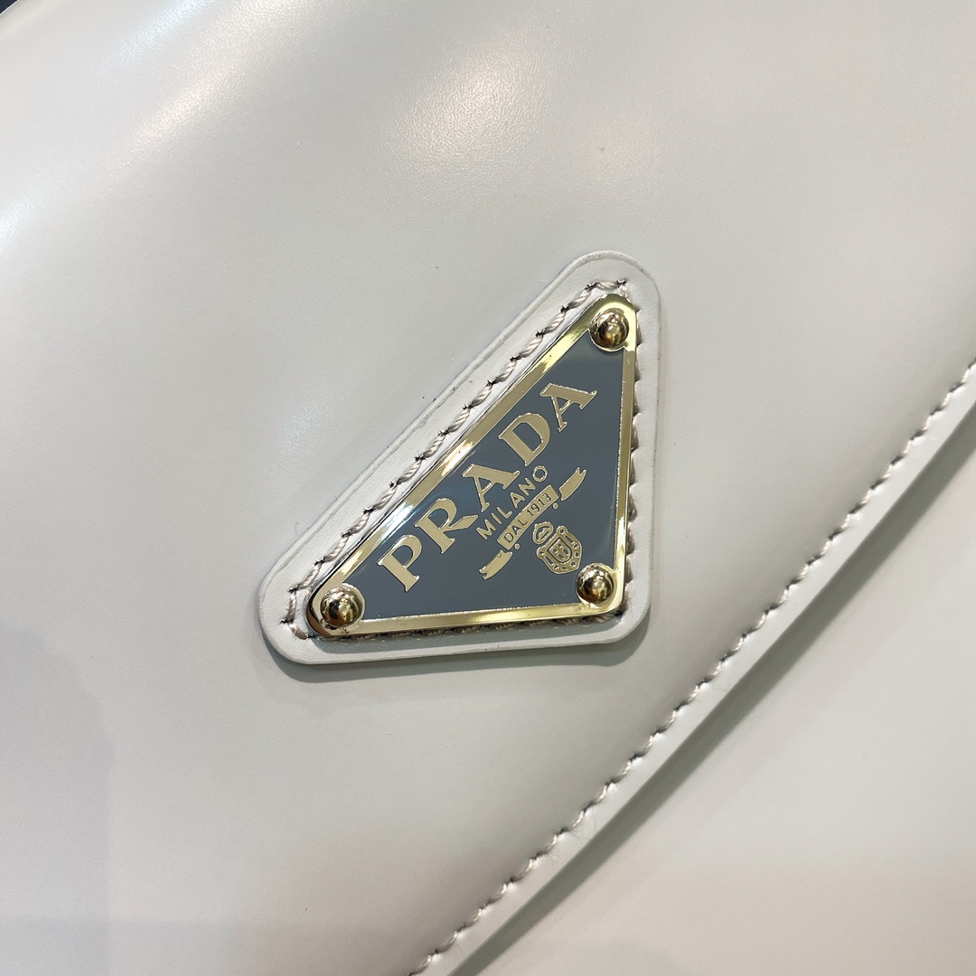 Prada Cleo Brushed Leather Shoulder Bag In Grey(24-19-6cm)   1BD303 - FashionPlug