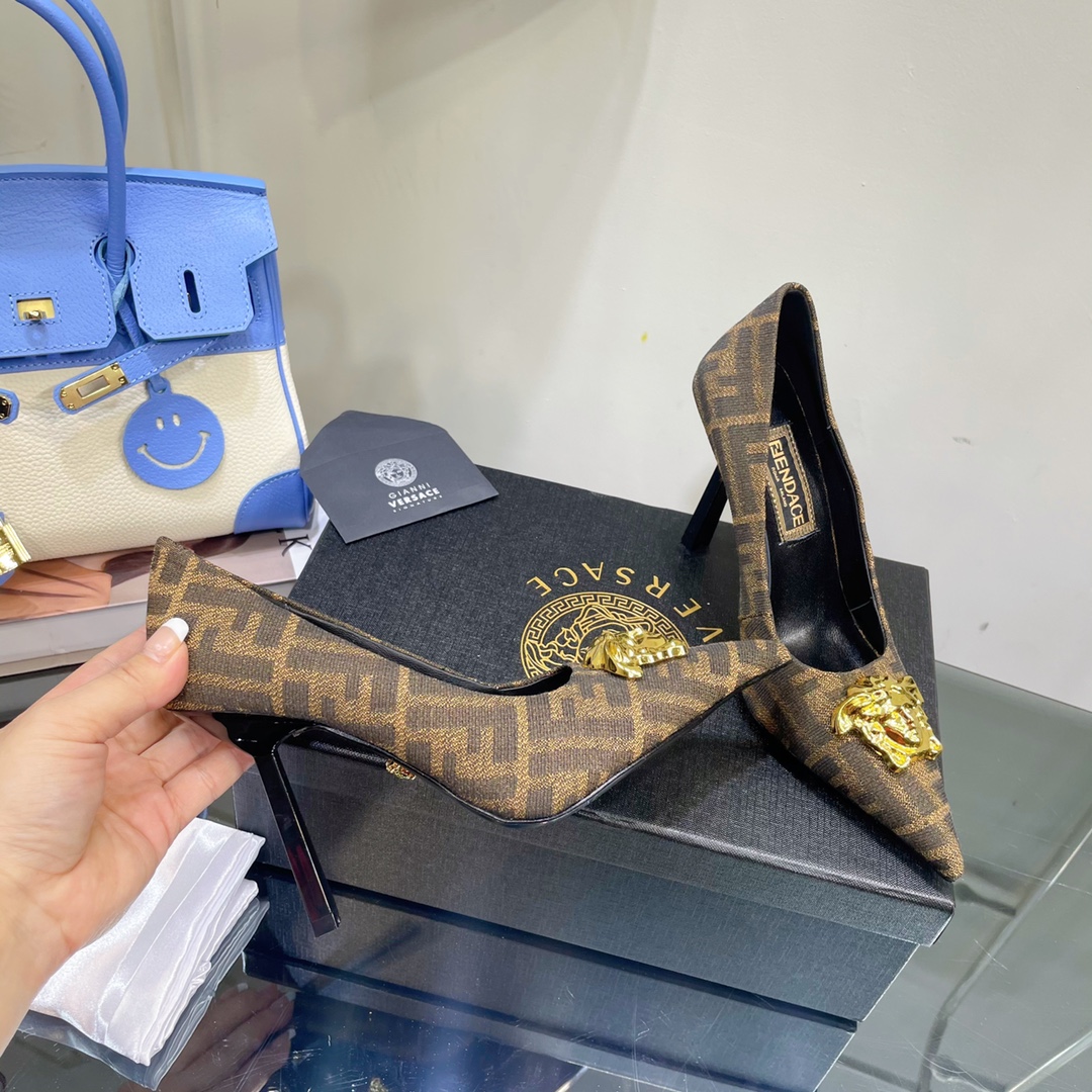 Versace x Fendi Fendace FF Jacquard Pumps - FashionPlug