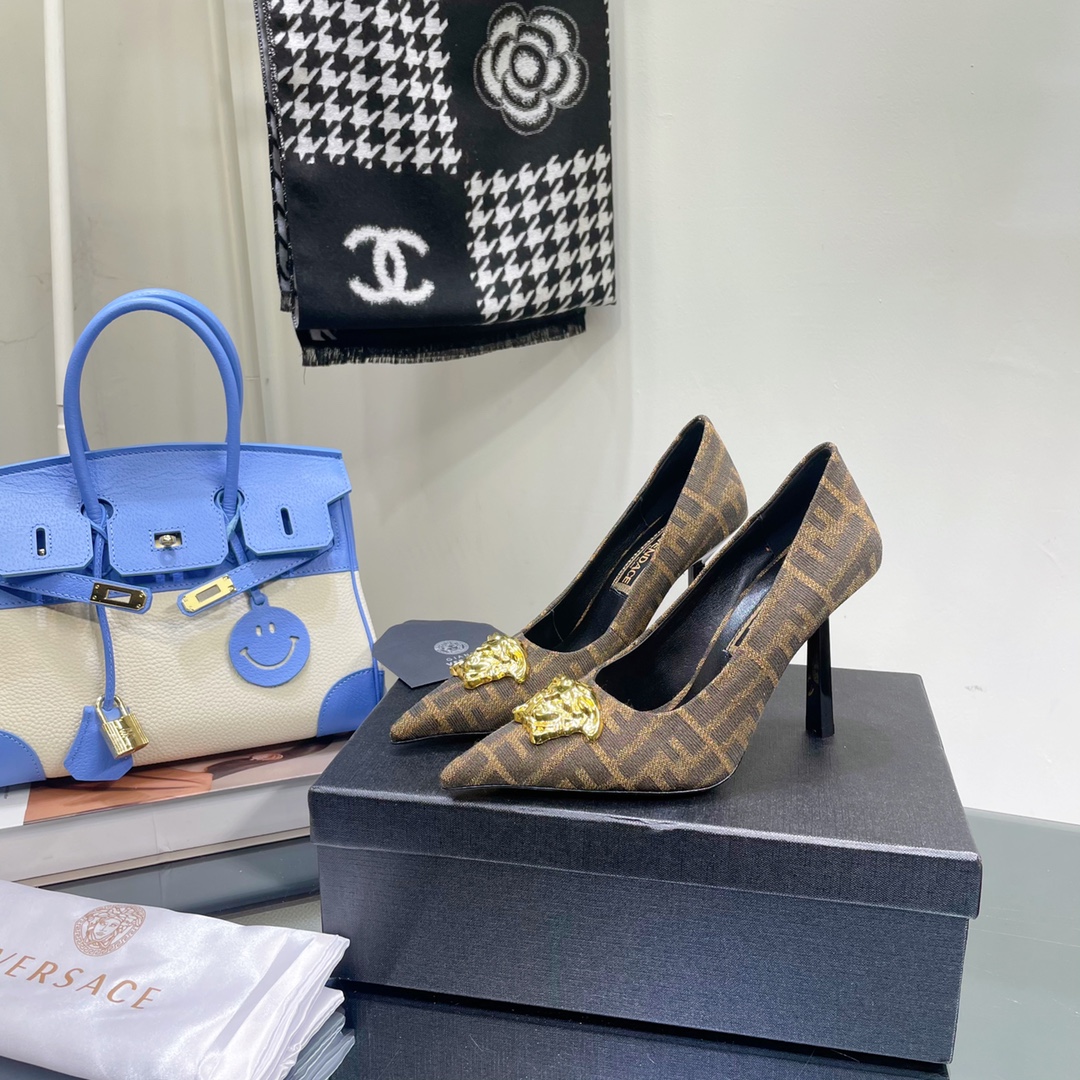 Versace x Fendi Fendace FF Jacquard Pumps - FashionPlug