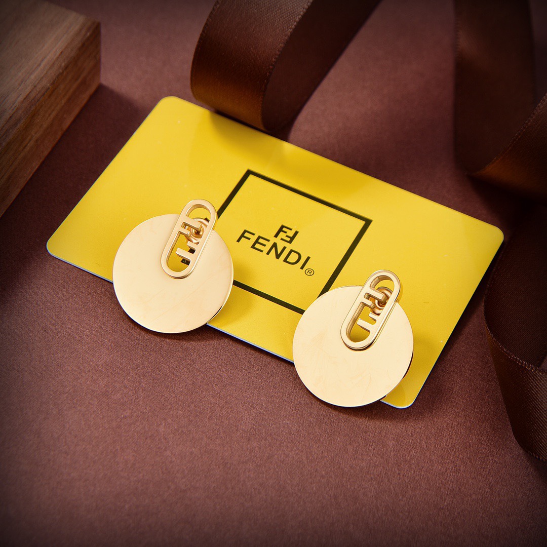 Fendi O’Lock Gold-Coloured Earrings - FashionPlug