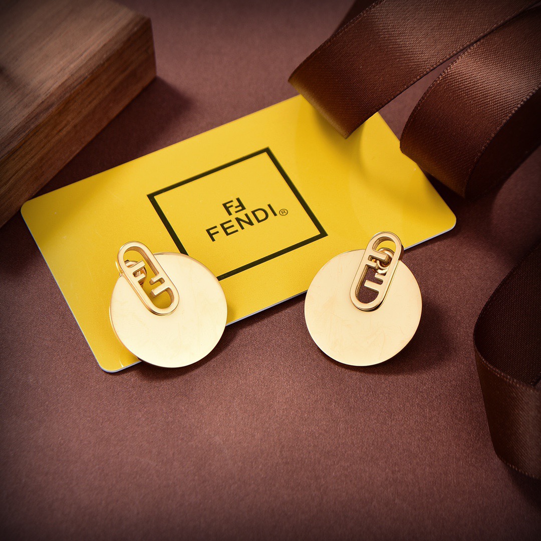 Fendi O’Lock Gold-Coloured Earrings - FashionPlug