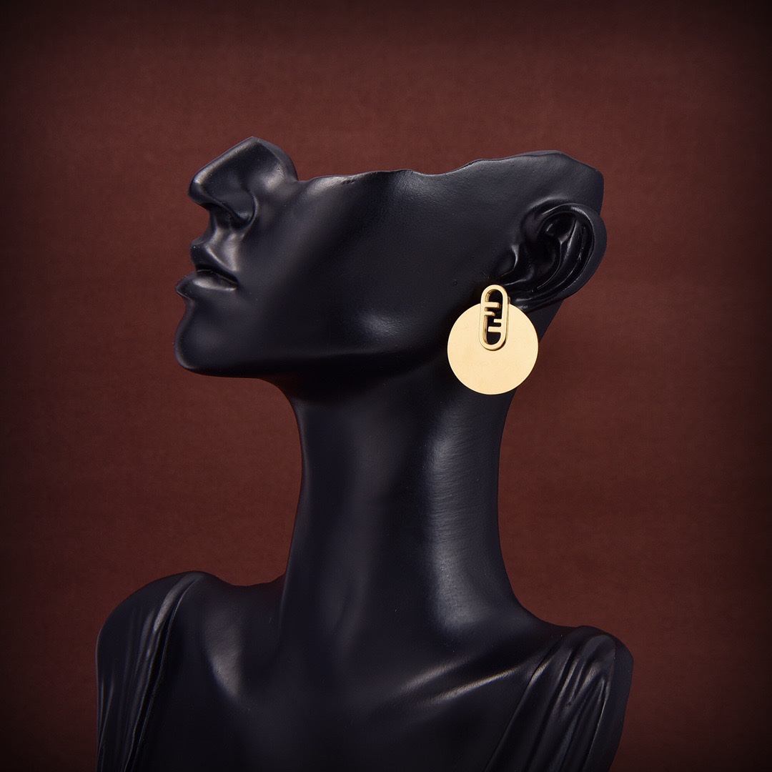 Fendi O’Lock Gold-Coloured Earrings - FashionPlug