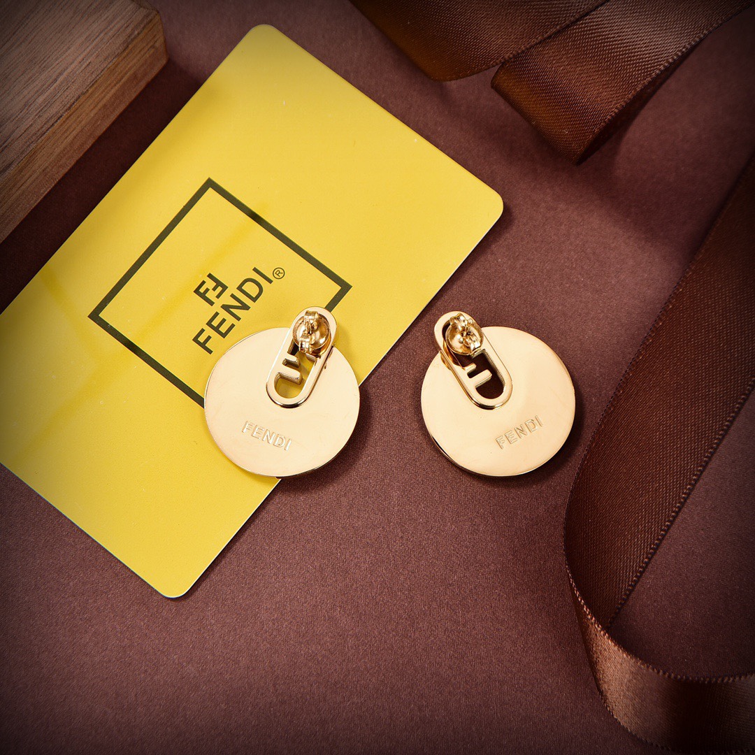 Fendi O’Lock Gold-Coloured Earrings - FashionPlug