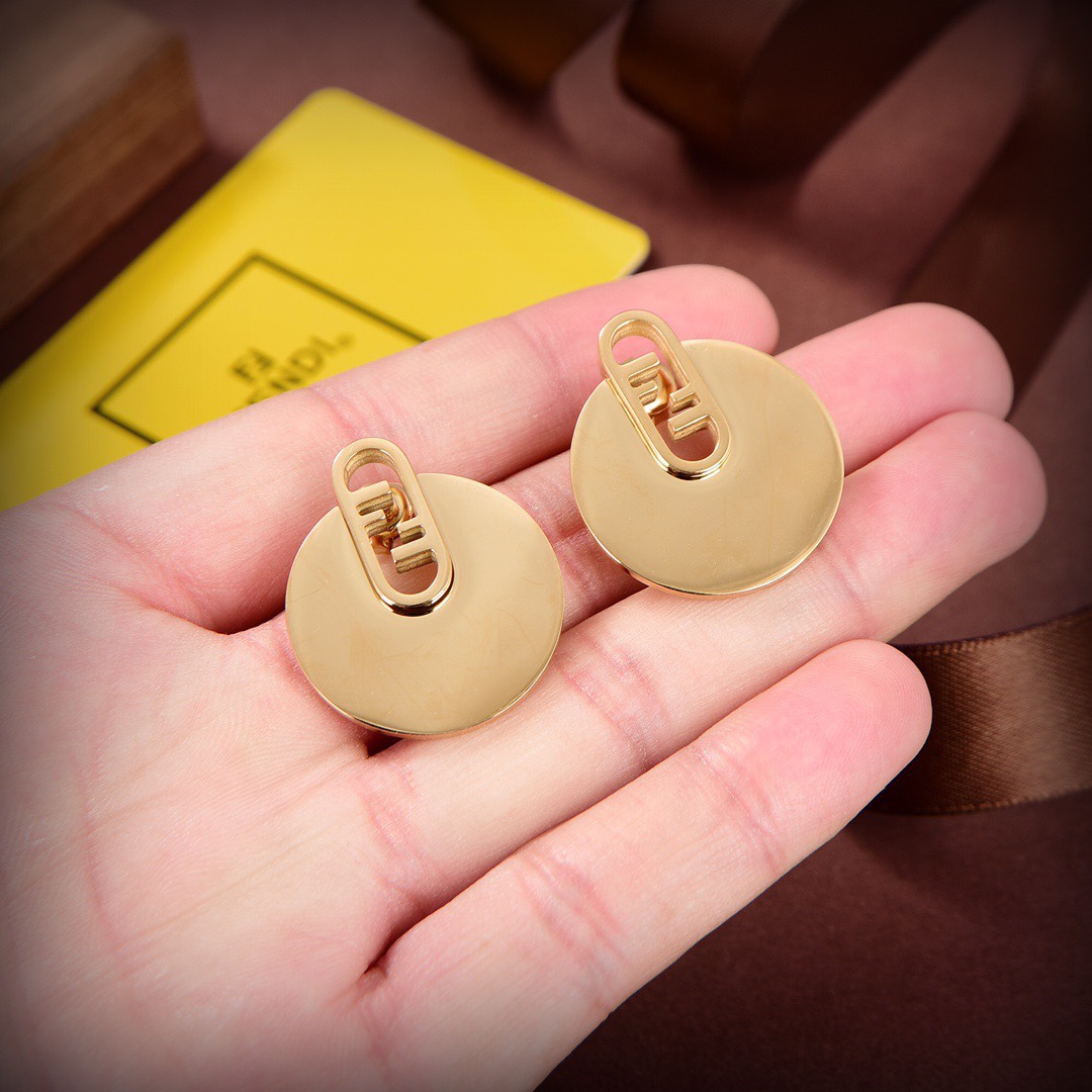 Fendi O’Lock Gold-Coloured Earrings - FashionPlug