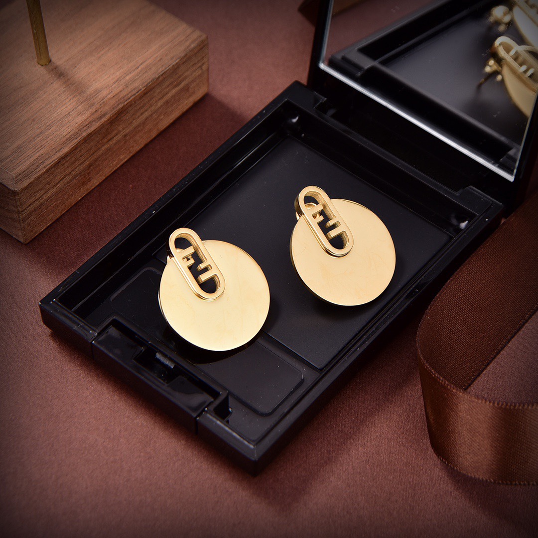 Fendi O’Lock Gold-Coloured Earrings - FashionPlug