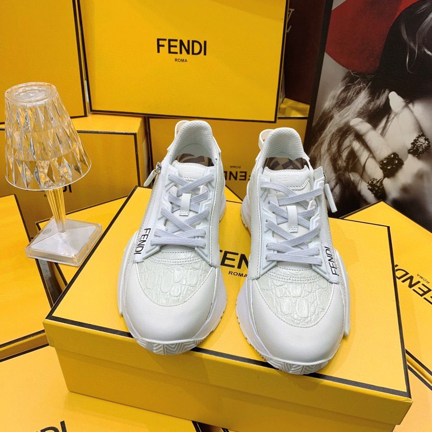 Fendi Flow Beige Suede Low-Tops Sneakers - FashionPlug