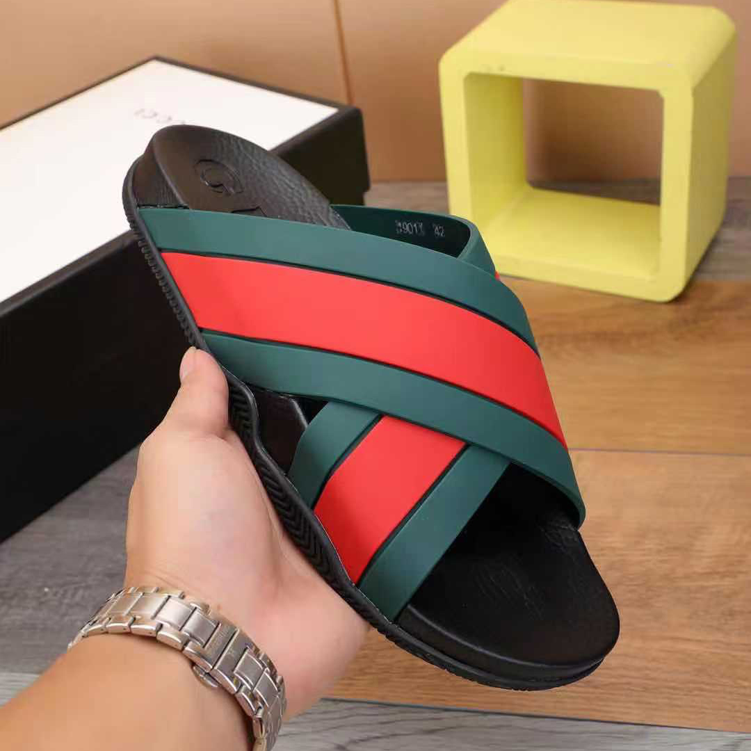Gucci  Slide Sandals With Web - FashionPlug