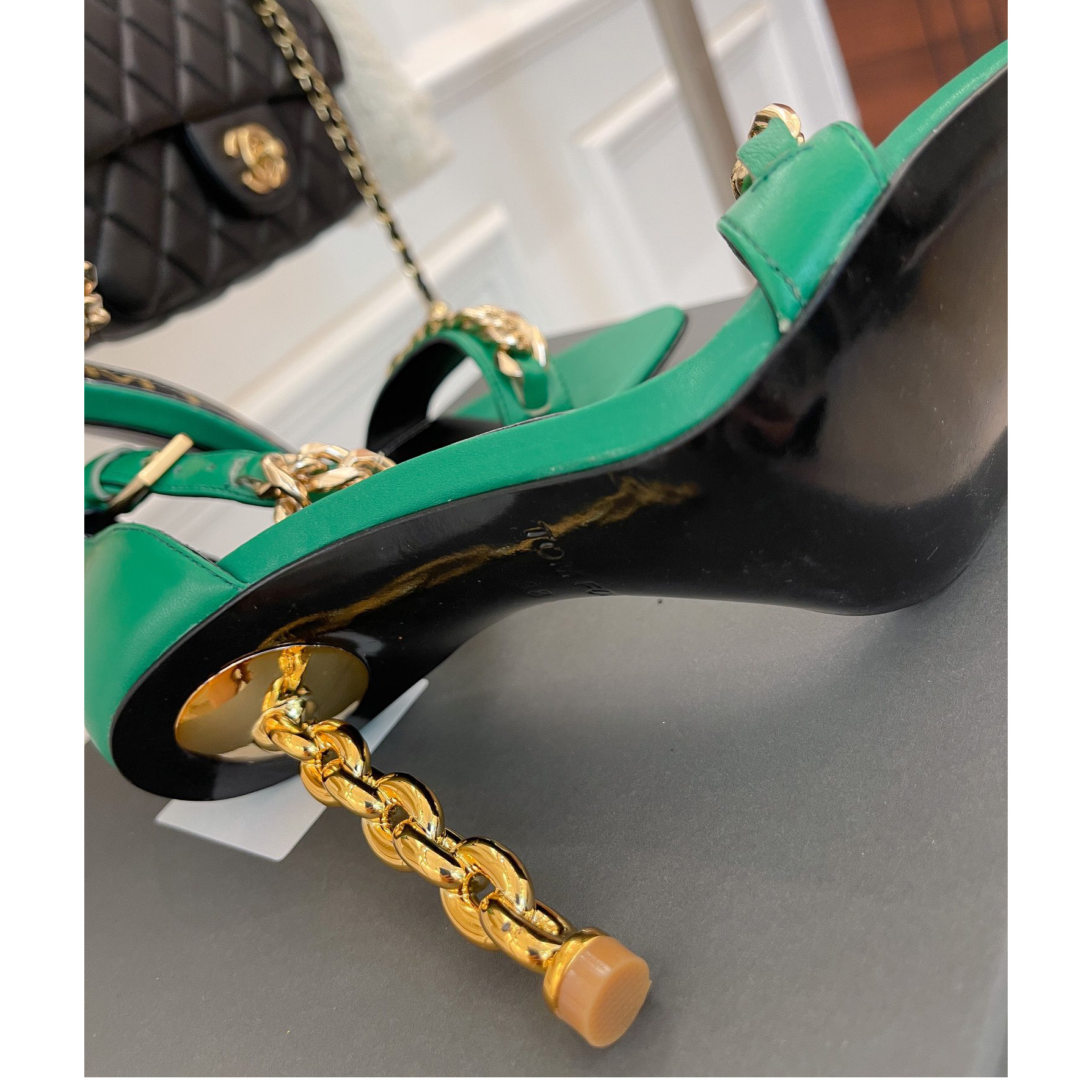 Tom Ford Chain-Trimmed Leather Sandals With Heel Height Of 10.5cm - FashionPlug