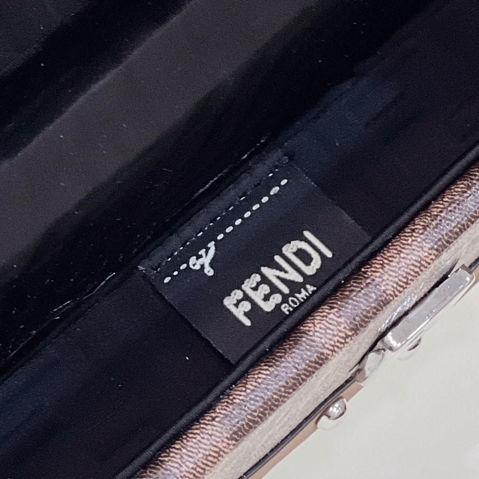 Fendi Baguette Trunk Mini Brown Fabric Bag(18.5-11.5-5cm) - FashionPlug