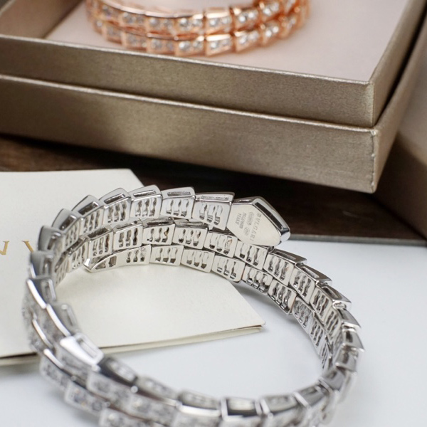 Bvlgari Serpenti Viper Two-Coil 18 Kt White Gold Bracelet - FashionPlug